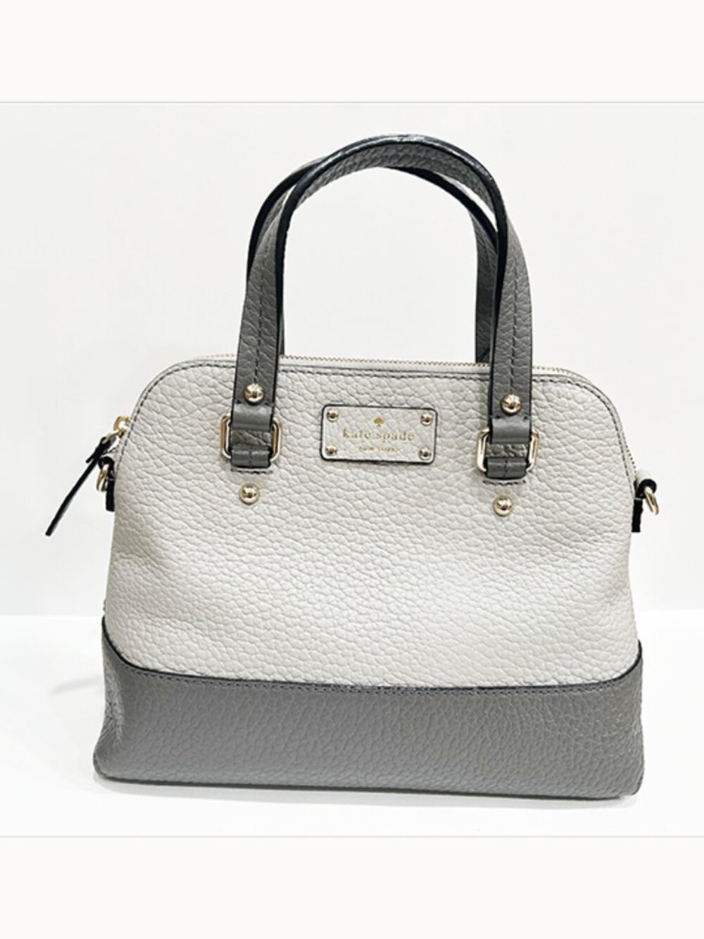 Kate Spade New York Two-Tone Gray Colorblock Pebbled Leather Dome Satchel